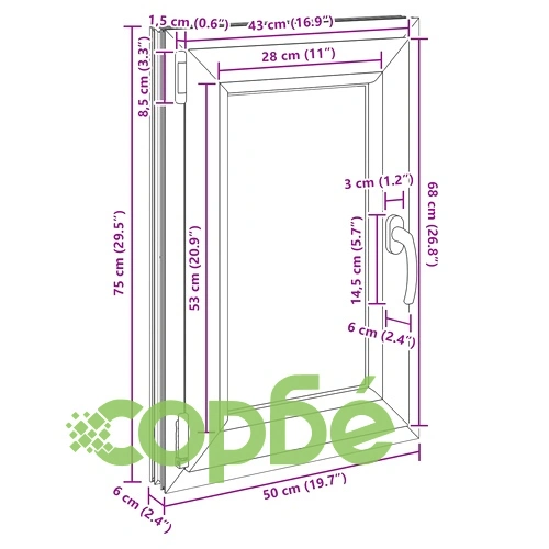 Прозорец за мазе RISOR 50 x 75 cm - PVC и стъкло, антрацит ➤ топ цена ➤ sorbe.bg