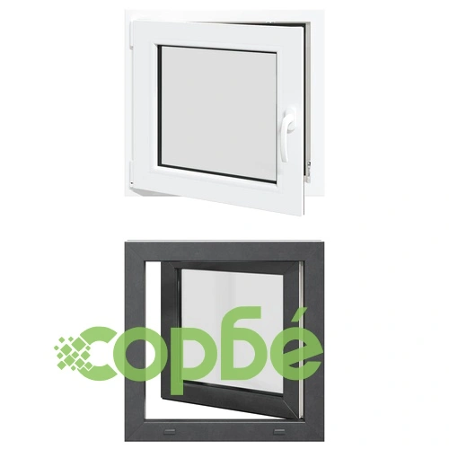 Прозорец за мазе RISOR 60 x 60 cm - PVC и стъкло, антрацит ➤ топ цена ➤ sorbe.bg
