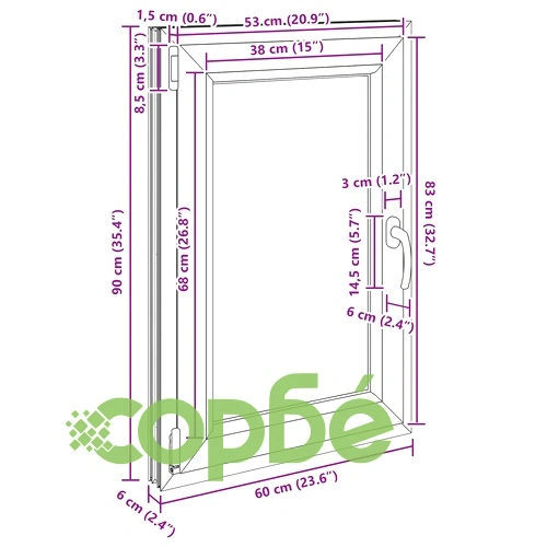 Прозорец за мазе RISOR 60 x 90 cm, PVC и стъкло, антрацит ➤ топ цена ➤ sorbe.bg