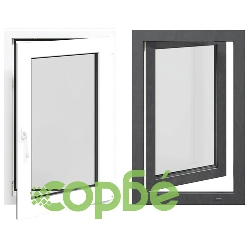 Прозорец за мазе RISOR 60 x 100 cm - PVC и стъкло, антрацит ➤ топ цена ➤ sorbe.bg