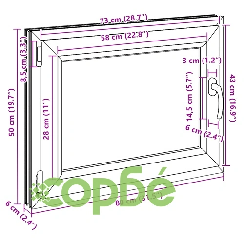 Прозорец за мазе RISOR 80 x 50 cm - PVC и стъкло, антрацит ➤ топ цена ➤ sorbe.bg