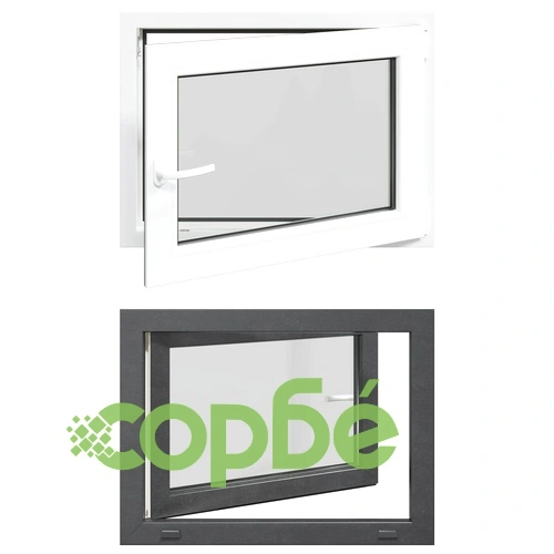 Прозорец за мазе RISOR 80 x 50 cm, PVC и стъкло, антрацит ➤ топ цена ➤ sorbe.bg