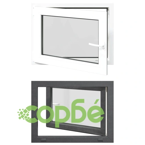 Прозорец за мазе RISOR 80 x 60 cm, PVC и стъкло, антрацит ➤ топ цена ➤ sorbe.bg