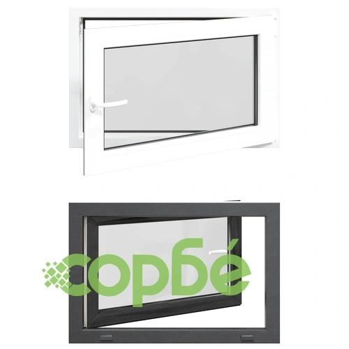 Прозорец за мазе RISOR 80 x 70 cm, PVC и стъкло, антрацит ➤ топ цена ➤ sorbe.bg