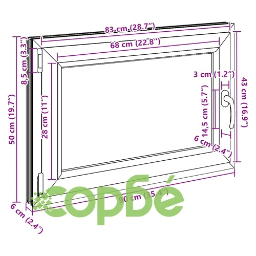 Прозорец за мазе RISOR 90 x 50 cm - PVC и стъкло, антрацит ➤ топ цена ➤ sorbe.bg