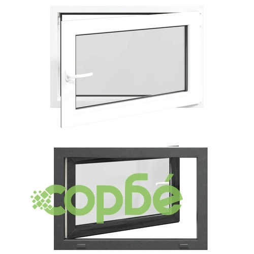 Прозорец за мазе RISOR 90 x 60 cm - PVC и стъкло, антрацит ➤ топ цена ➤ sorbe.bg