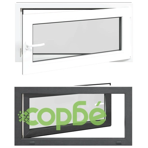 Прозорец за мазе RISOR 100 x 50 cm - PVC и стъкло, антрацит ➤ топ цена ➤ sorbe.bg