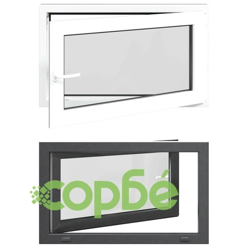 Прозорец за мазе RISOR 100 x 60 cm - PVC и стъкло, антрацит ➤ топ цена ➤ sorbe.bg