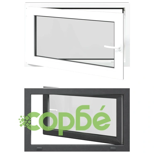 Прозорец за мазе RISOR 100 x 60 cm, PVC и стъкло, антрацит ➤ топ цена ➤ sorbe.bg