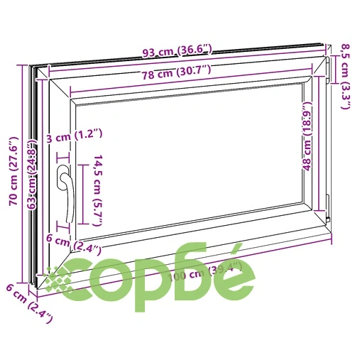 Прозорец за мазе RISOR 100 x 70 cm, PVC и стъкло, антрацит ➤ топ цена ➤ sorbe.bg
