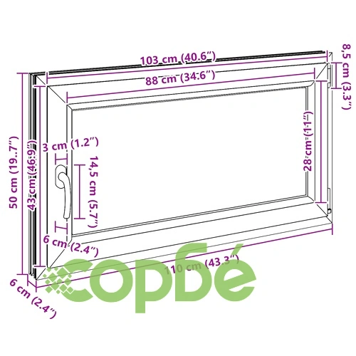 Мазен прозорец RISOR 110 x 50 cm PVC и стъкло, антрацит, наклон и завъртане ➤ топ цена ➤ sorbe.bg