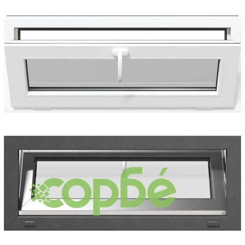 Прозорец за мазе RISOR 110 x 40 см, PVC и стъкло, Антрацит ➤ топ цена ➤ sorbe.bg