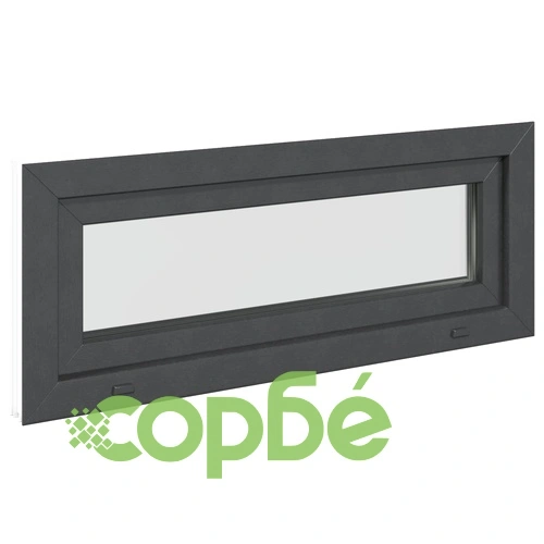 Прозорец за мазе RISOR 110 x 40 см, PVC и стъкло, Антрацит ➤ топ цена ➤ sorbe.bg