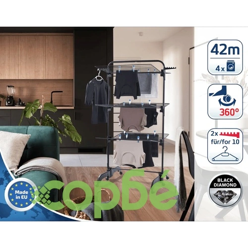 Leifheit Сушилник Кула Comfort Tower 420, Метален, Черен, 42 м ➤ топ цена ➤ sorbe.bg