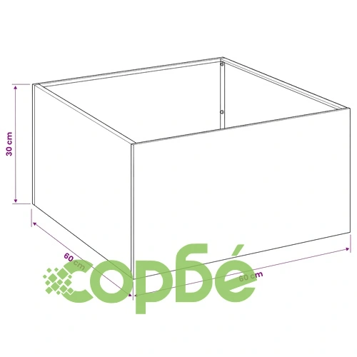 Градинска саксия 2 бр., Сребристо, Стомана, 60 x 60 x 30 см ➤ топ цена ➤ sorbe.bg