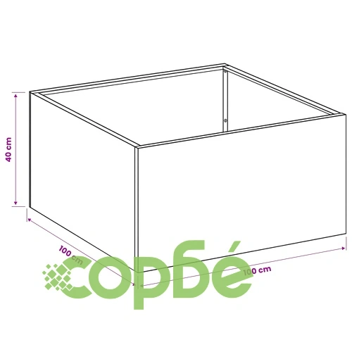 Градинска саксия Сребристо 100 x 100 x 40 см, Неръждаема стомана ➤ топ цена ➤ sorbe.bg