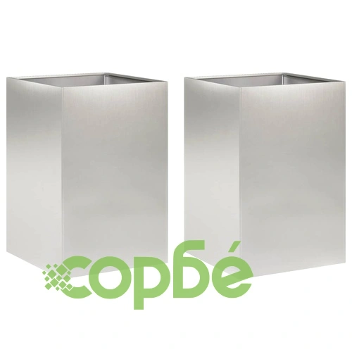 Градинска саксия 2 бр., стомана, Сребристо, 50 x 50 x 75 см ➤ топ цена ➤ sorbe.bg