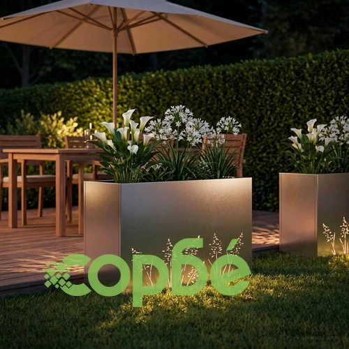Градинска саксия Сребристо 80 x 30 x 49 см от Неръждаема Стомана ➤ топ цена ➤ sorbe.bg