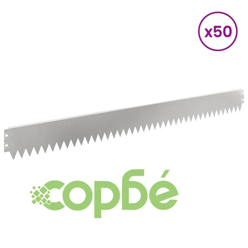 Ограда за трева 50 бр., 103 x 10 см, Стомана, Сребриста ➤ топ цена ➤ sorbe.bg