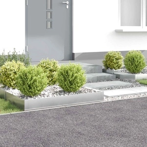 Градинска ограда за трева 4 бр. 100 x 60 x 20 см, стомана, сребриста