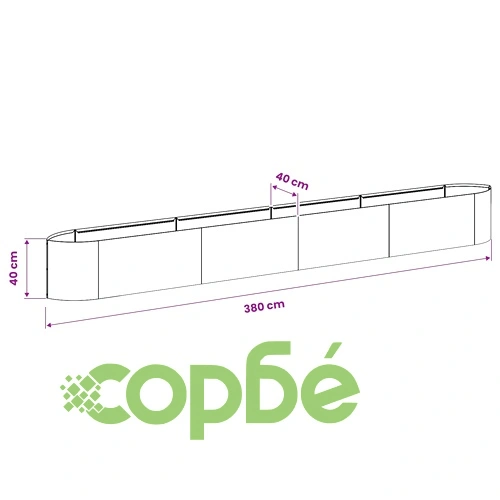 Вдигната леха за градина от неръждаема стомана 380 x 40 x 40 см ➤ топ цена ➤ sorbe.bg