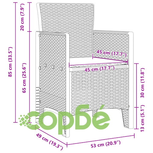 Градински стол Комплект от 4 - Бял, Антрацит, Пластмаса, Полиестер, 53 x 49 x 85 см ➤ топ цена ➤ sorbe.bg