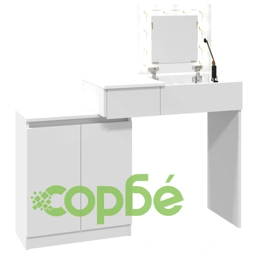 Тоалетка с LED осветление, бяла, от инженерно дърво, 115x37x110,5 см ➤ топ цена ➤ sorbe.bg