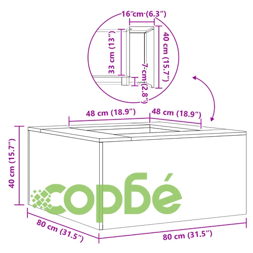 Градинско Огнище Квадратно 80x80x40 см от Черна Стомана с Матово Покритие ➤ топ цена ➤ sorbe.bg