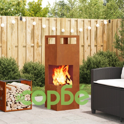 Квадратна пожарна яма от корозионноустойчива стомана 35x35x100 см за градина и тераса ➤ топ цена ➤ sorbe.bg