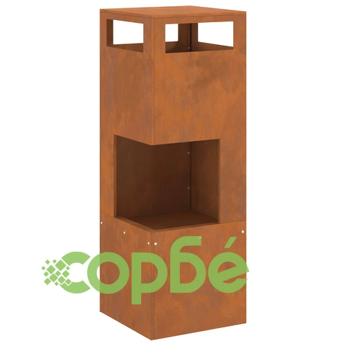 Квадратна пожарна яма от корозионноустойчива стомана 35x35x100 см за градина и тераса ➤ топ цена ➤ sorbe.bg