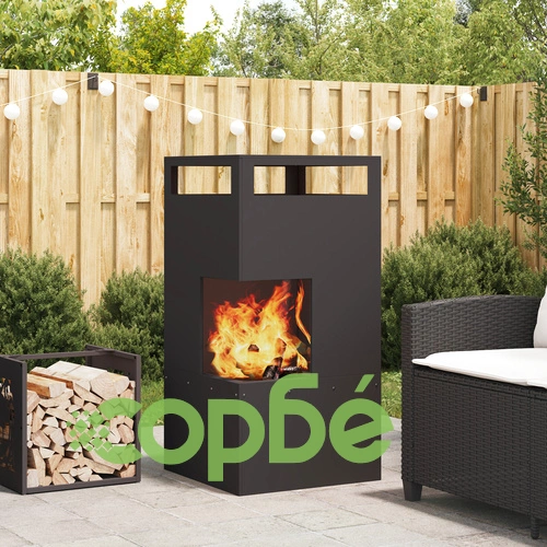 Градинско Огнище от Черна Стомана 50x50x100 см за Открито Пространство ➤ топ цена ➤ sorbe.bg