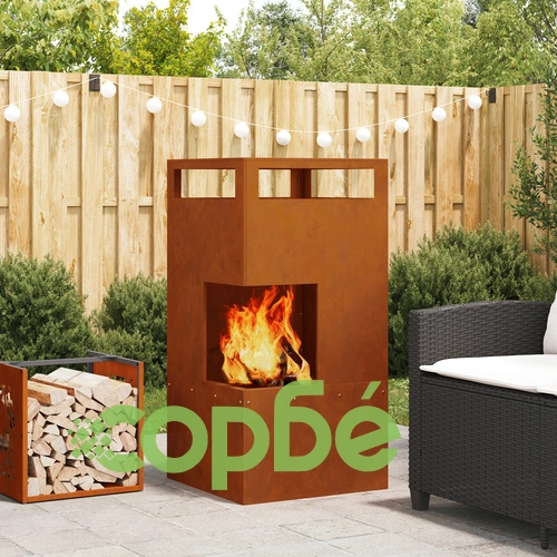 Градинско огнище от Weathering Steel 50x50x100 см - устойчиво на атмосферни влияния ➤ топ цена ➤ sorbe.bg