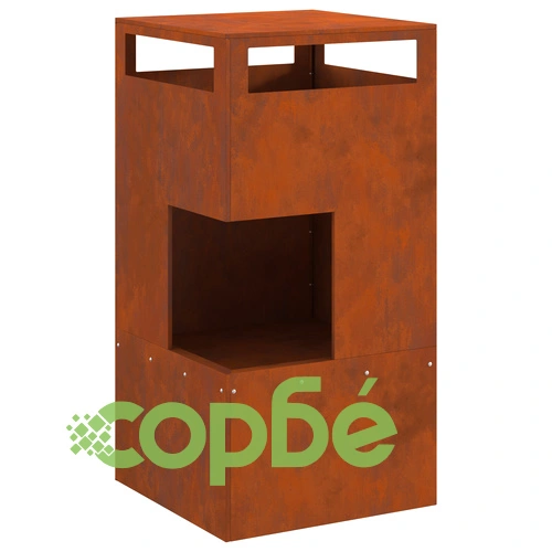 Градинско огнище от Weathering Steel 50x50x100 см - устойчиво на атмосферни влияния ➤ топ цена ➤ sorbe.bg