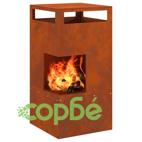 Градинско огнище от Weathering Steel 50x50x100 см - устойчиво на атмосферни влияния ➤ топ цена ➤ sorbe.bg