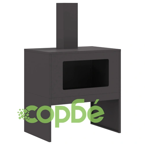 Огнище с комин от стомана, черно, 60x40x96 см, за градина и тераса ➤ топ цена ➤ sorbe.bg