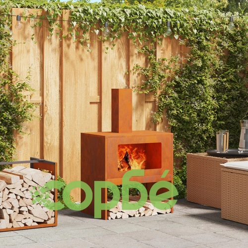 Огнище с комин от Weathering Steel, 60x40x96 см, правоъгълно, за градина и тераса ➤ топ цена ➤ sorbe.bg