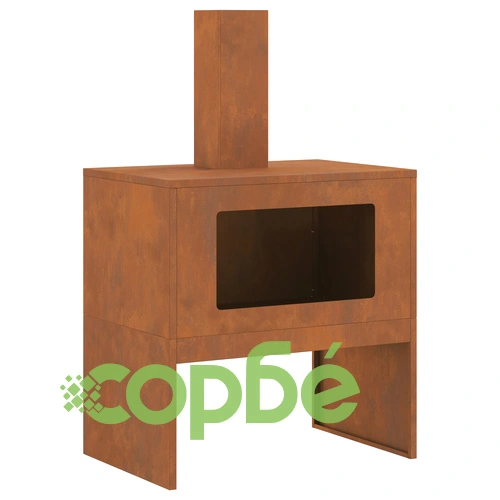 Огнище с комин от Weathering Steel, 60x40x96 см, правоъгълно, за градина и тераса ➤ топ цена ➤ sorbe.bg