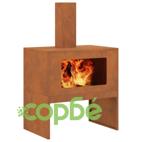 Огнище с комин от Weathering Steel, 60x40x96 см, правоъгълно, за градина и тераса ➤ топ цена ➤ sorbe.bg