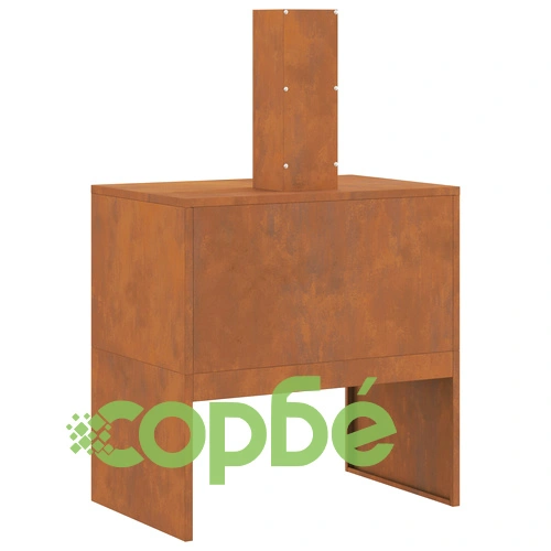 Огнище с комин от Weathering Steel, 60x40x96 см, правоъгълно, за градина и тераса ➤ топ цена ➤ sorbe.bg