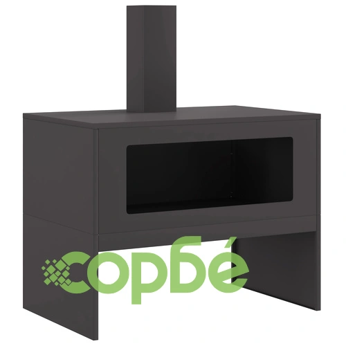 Огнище с комин от стомана, черно, 80x50x96 см, за градина и тераса ➤ топ цена ➤ sorbe.bg