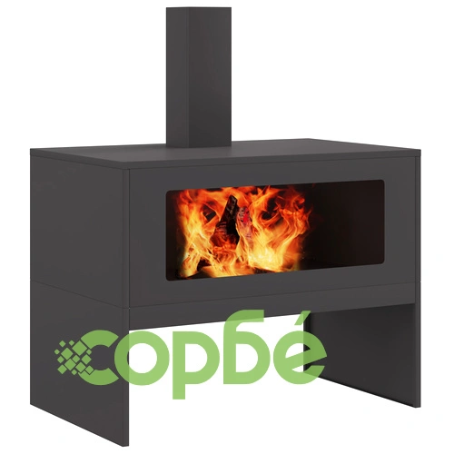 Огнище с комин от стомана, черно, 80x50x96 см, за градина и тераса ➤ топ цена ➤ sorbe.bg