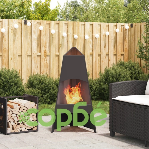 Огнище Пирамида от Стомана с Прахово Покритие - Черно, 50x45x95 см ➤ топ цена ➤ sorbe.bg