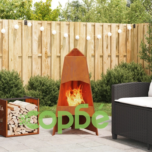 Градинско огнище Пирамида от износена стомана 50x45x95 см за открито ➤ топ цена ➤ sorbe.bg