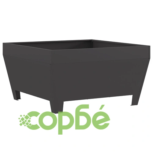 Черно квадратно огнище от стомана с прахово покритие 80x80x43 см за градина и тераса ➤ топ цена ➤ sorbe.bg