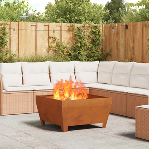 Квадратно огнище за градина 80x80x43 см от ветрова стомана с ръждив ефект