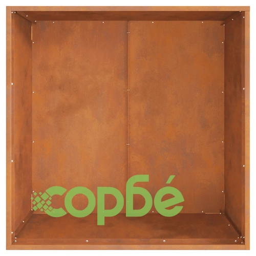 Квадратно огнище за градина 80x80x43 см от ветрова стомана с ръждив ефект ➤ топ цена ➤ sorbe.bg