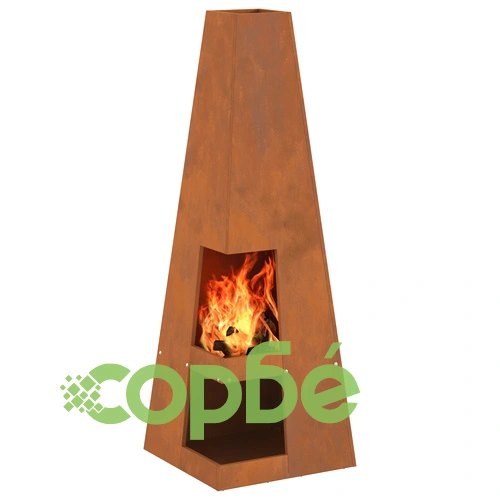 Градинско огнище с място за дърва 35x35x100 см от стомана - модел Отшелник ➤ топ цена ➤ sorbe.bg