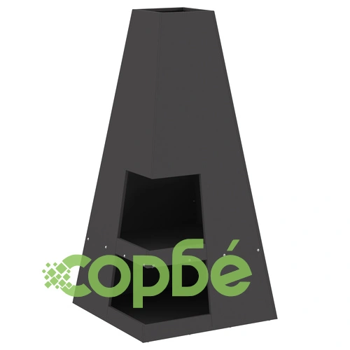 Огнище с място за дърва от стомана, черно, пирамидална форма, 50x50x100 см ➤ топ цена ➤ sorbe.bg