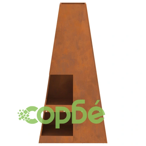 Огнище с място за дърва 50x50x100 см от weathering стомана - градинска камина с конусовидна форма ➤ топ цена ➤ sorbe.bg