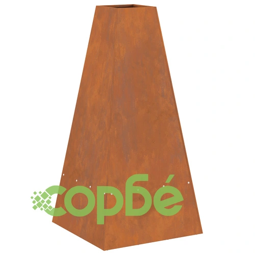 Огнище с място за дърва 50x50x100 см от weathering стомана - градинска камина с конусовидна форма ➤ топ цена ➤ sorbe.bg